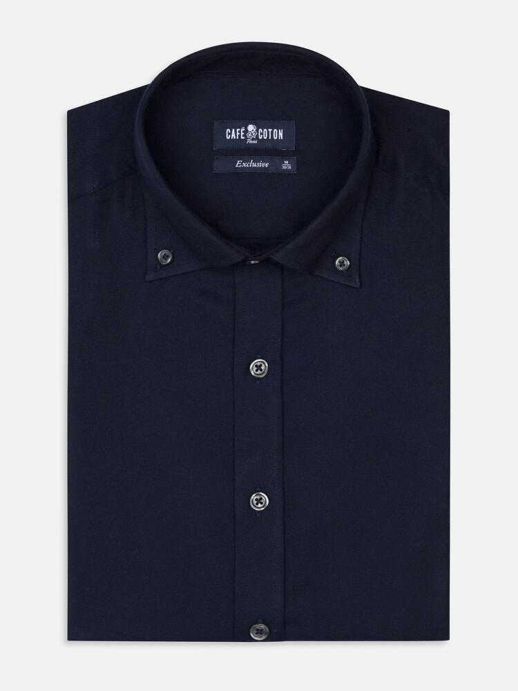 Camicia in flanella Mitch navy - Con bottoni