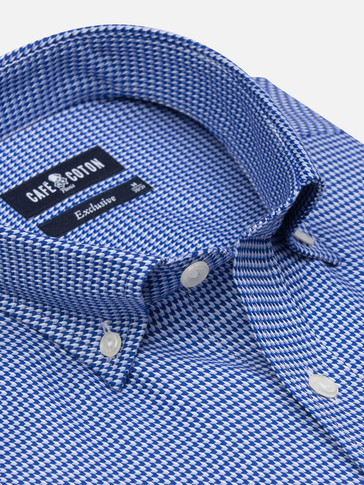Chemise Morris en twill bleu  - Col Boutonné