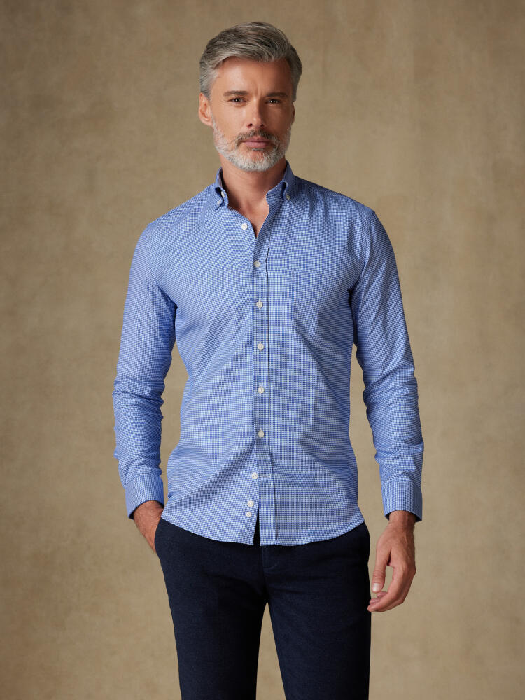 Chemise Morris en twill bleu  - Col Boutonné