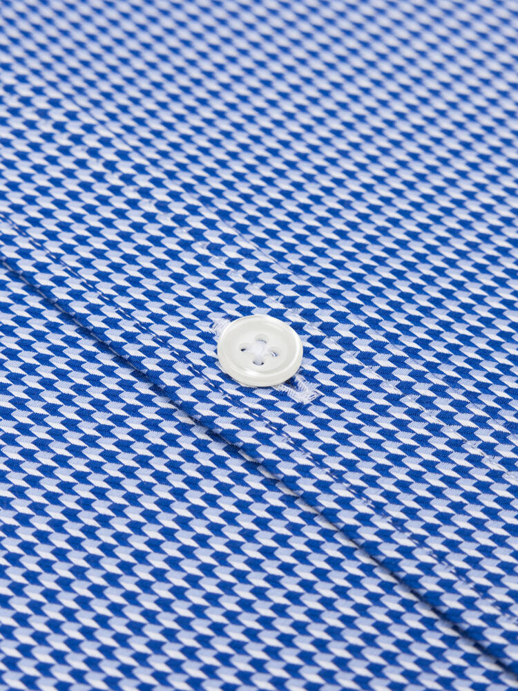 Chemise Morris en twill bleu  - Col Boutonné