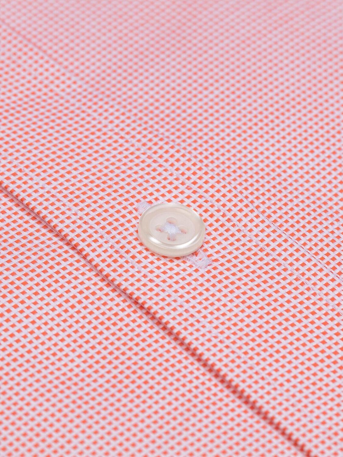 Chemise orange en natté - Col Boutonné