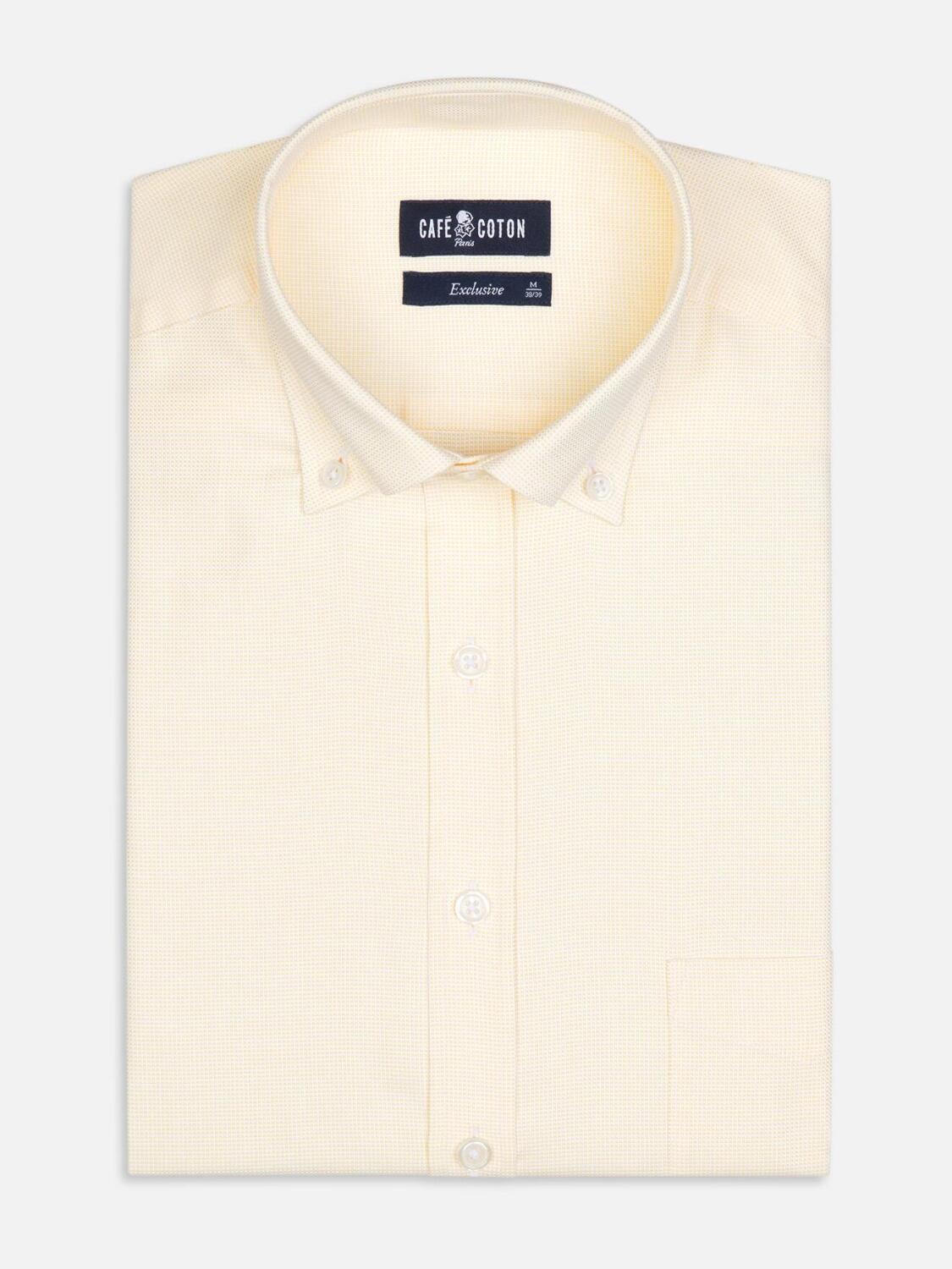 Chemise jaune en natté - Col Boutonné