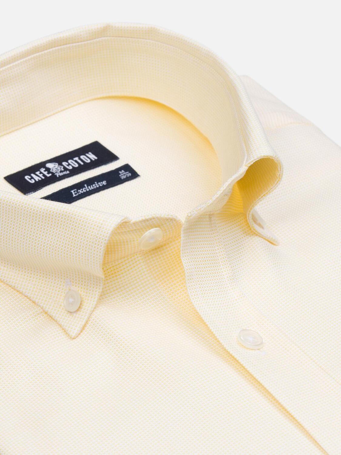 Chemise jaune en natté - Col Boutonné