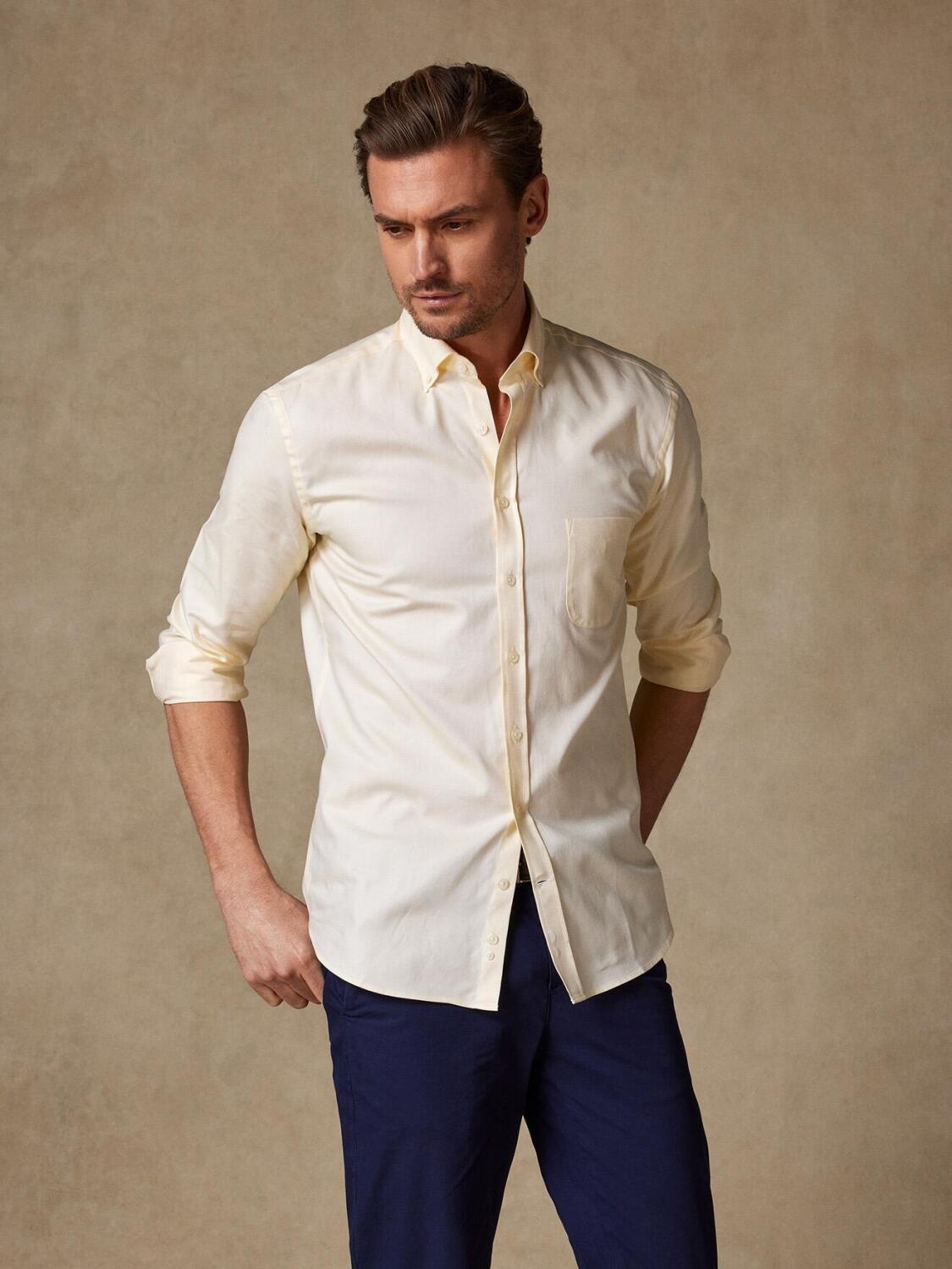 Chemise jaune en natté - Col Boutonné