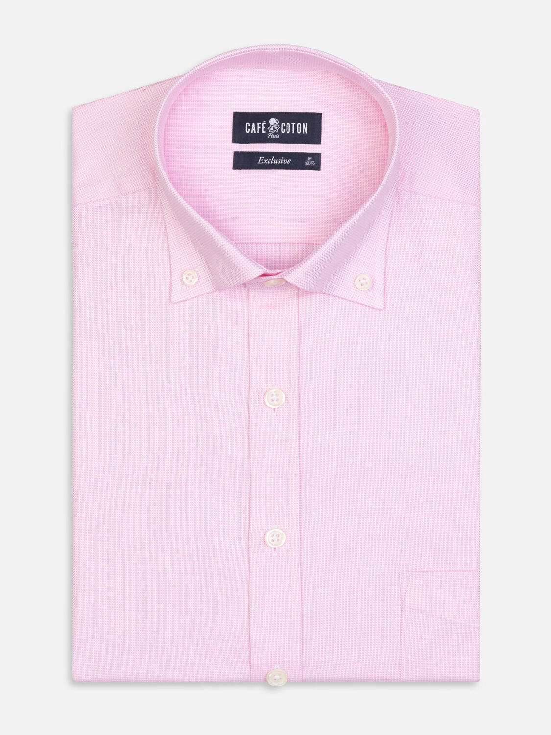 Camisa trenza rosa - Cuello Abotonado