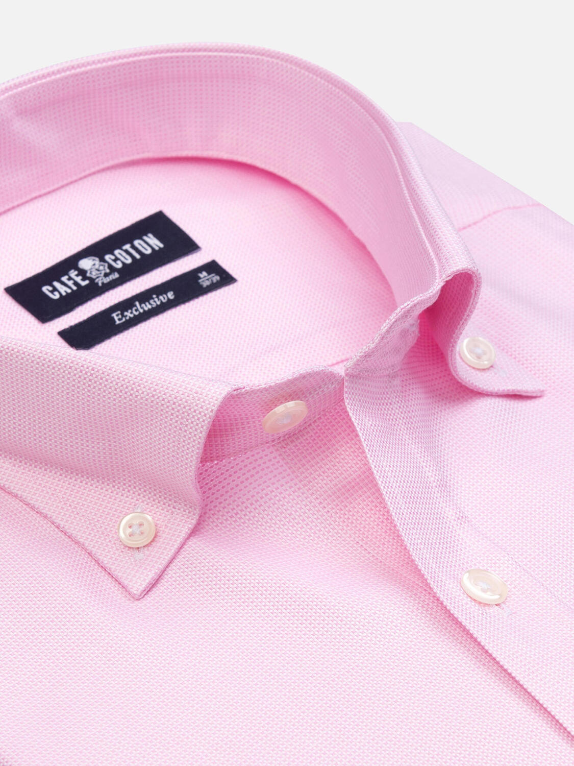Camisa trenza rosa - Cuello Abotonado