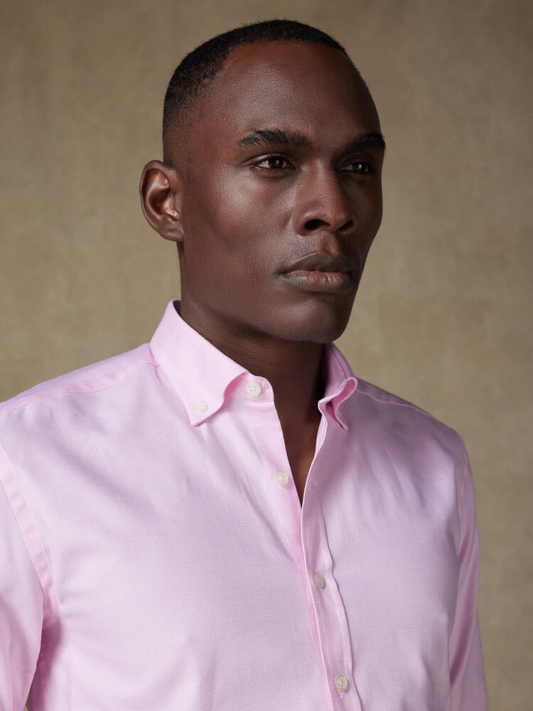 Camicia a trecce rosa - Colletto abbottonato