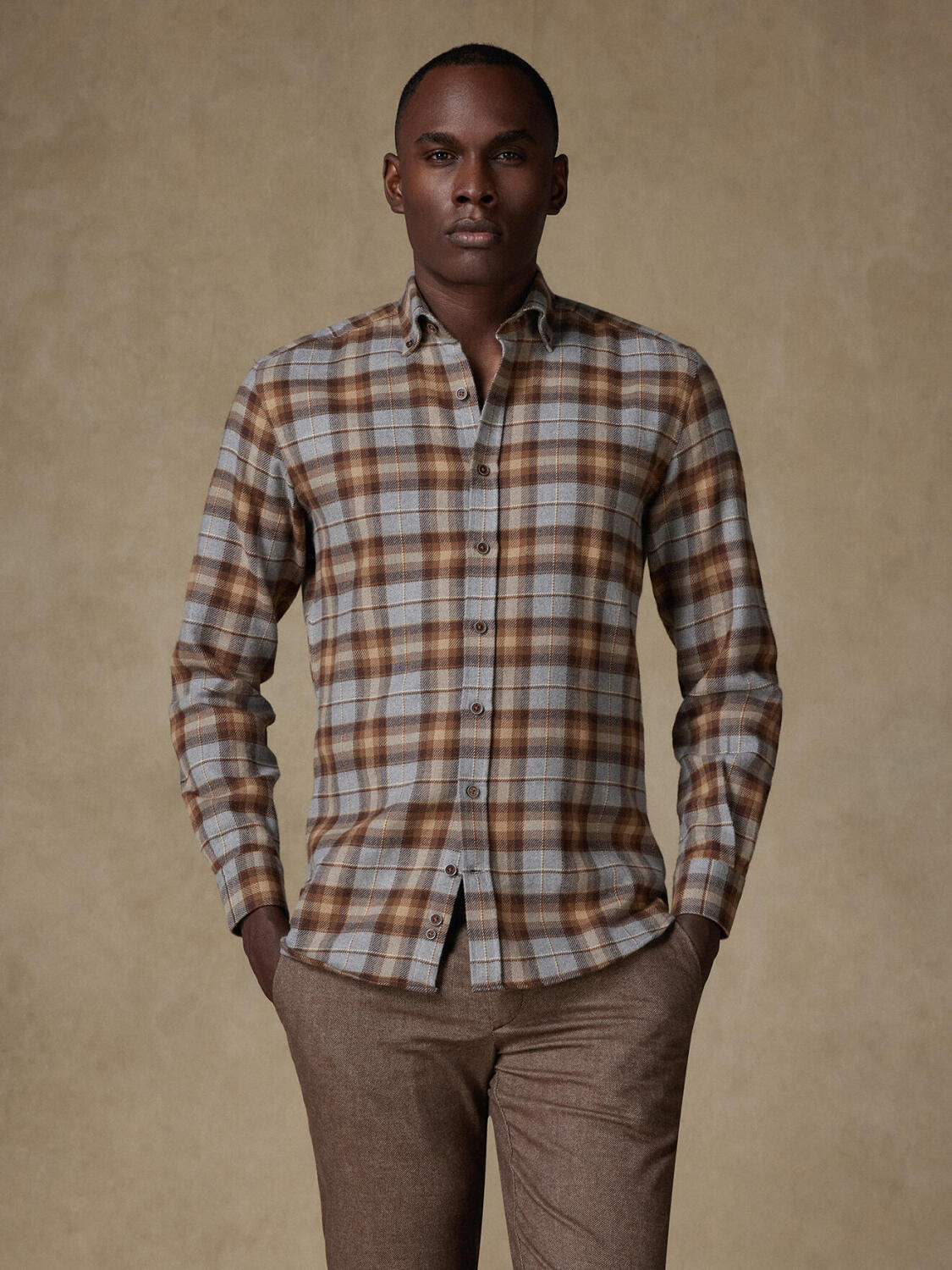 Chemise Neil &agrave; motif tartan - Col Boutonn&eacute;