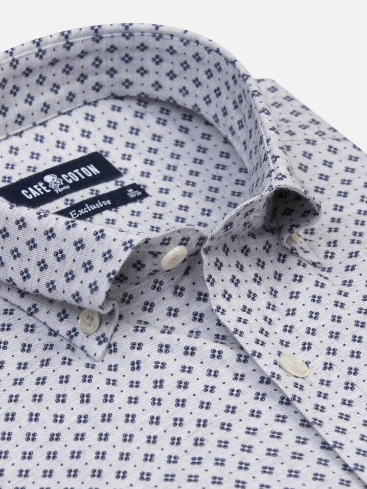 Chemise Nelson grise à motifs imprimés - Col Boutonné