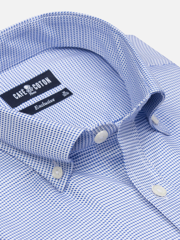 Nelson shirt in blue twill - Button down collar