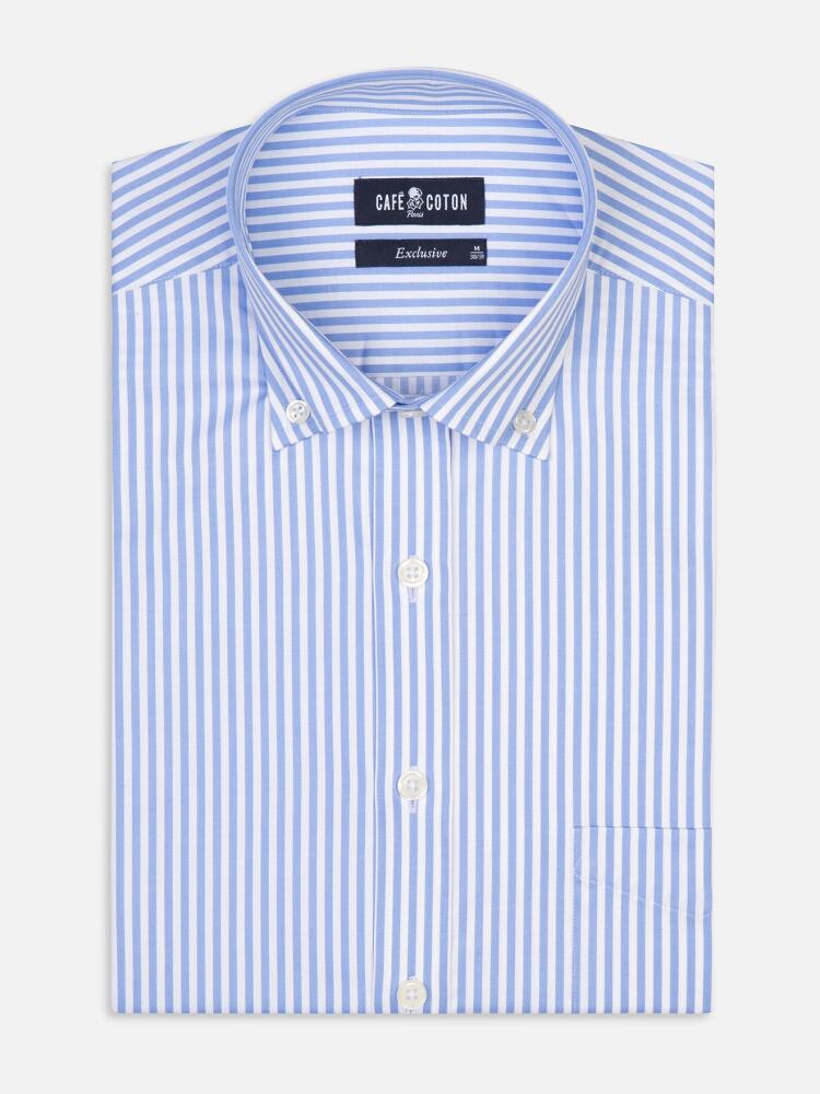 Chemise Nick à rayures ciel - Col Boutonné