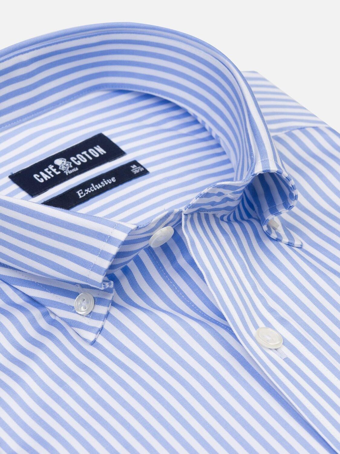 Chemise Nick à rayures ciel - Col Boutonné