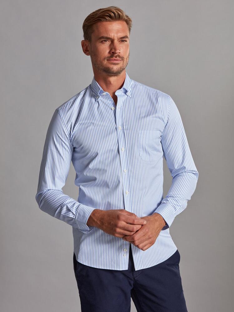 Chemise Nick à rayures ciel - Col Boutonné
