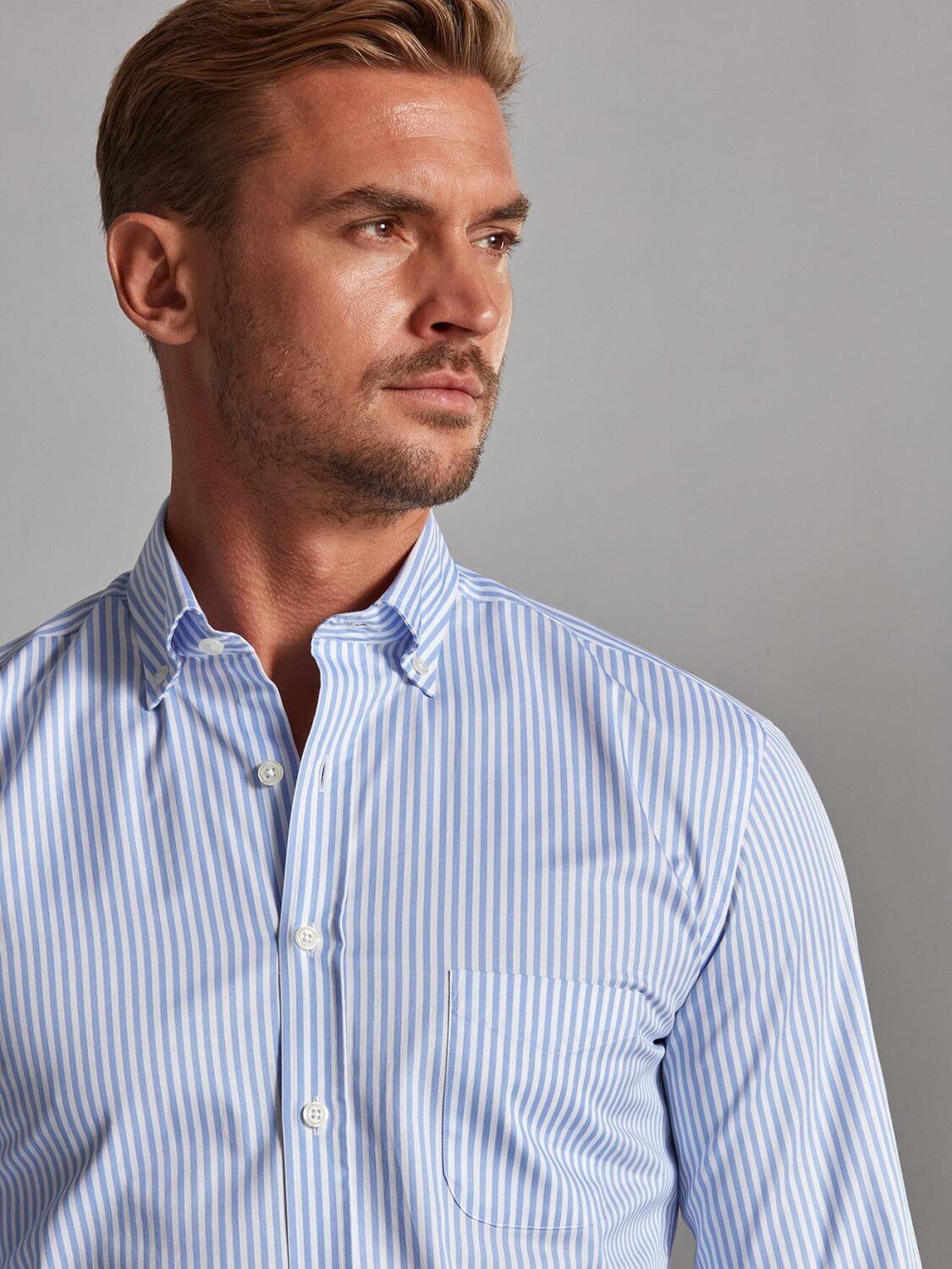 Chemise Nick à rayures ciel - Col Boutonné