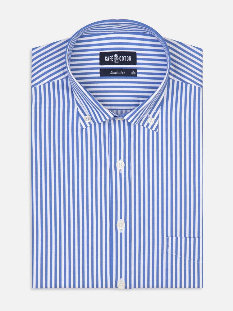 Chemise Nick à rayures bleues - Col Boutonné