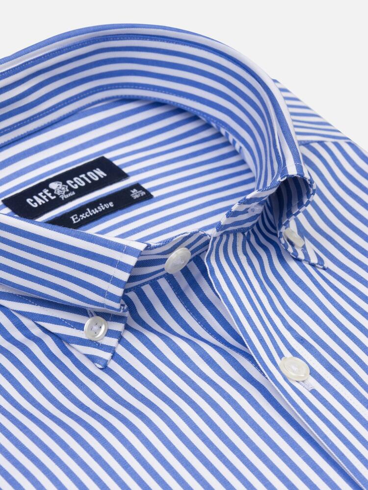 Chemise Nick à rayures bleues - Col Boutonné
