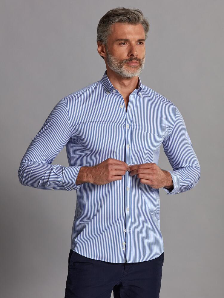 Chemise Nick à rayures bleues - Col Boutonné