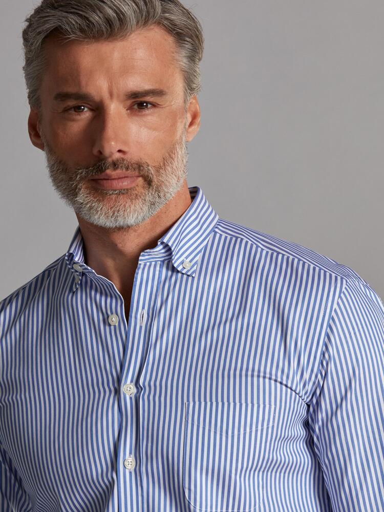 Chemise Nick à rayures bleues - Col Boutonné