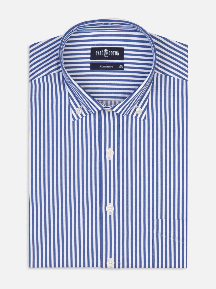 Nick navy blue striped shirt - Button-down collar