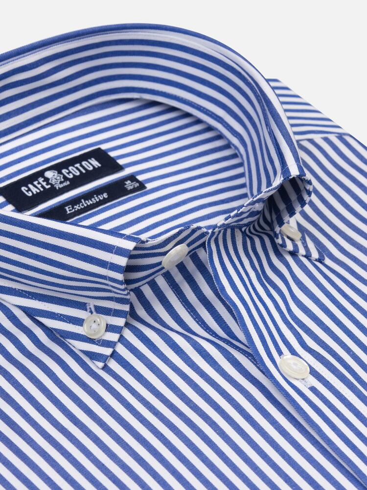 Nick navy blue striped shirt - Button-down collar