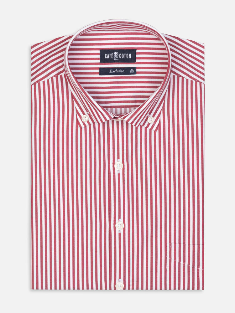 Camisa Nick a rayas rojas - Cuello Abotonado