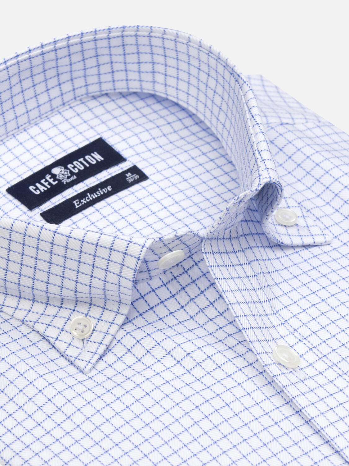 Chemise Oleg à carreaux bleus - Col Boutonné