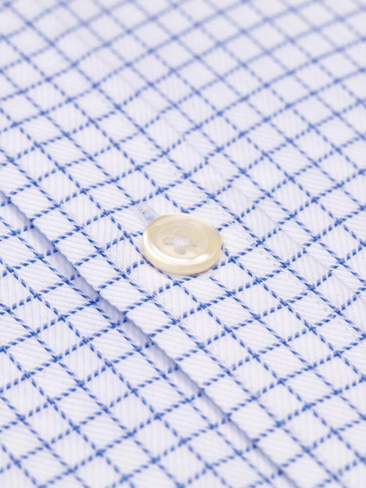 Oleg blue herringbone checked shirt - Button-down collar