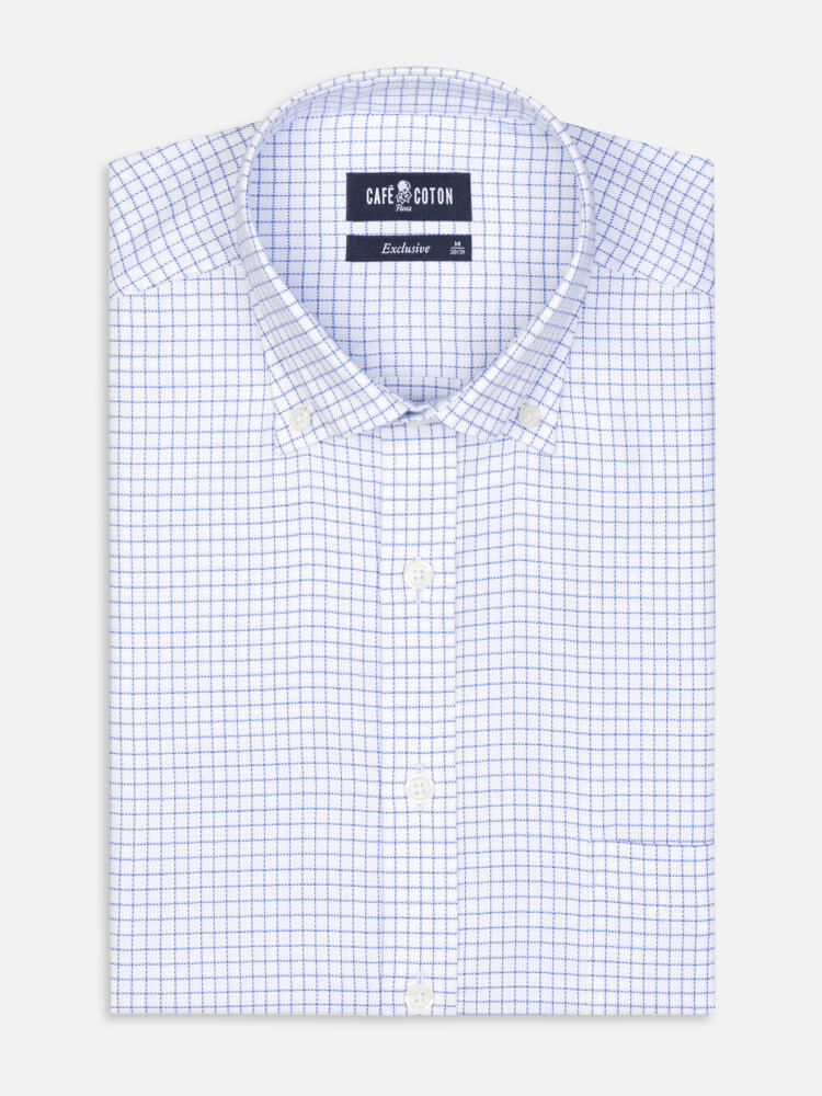 Chemise Oleg à carreaux bleus - Col Boutonné