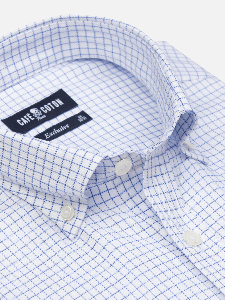 Chemise Oleg à carreaux bleus - Col Boutonné