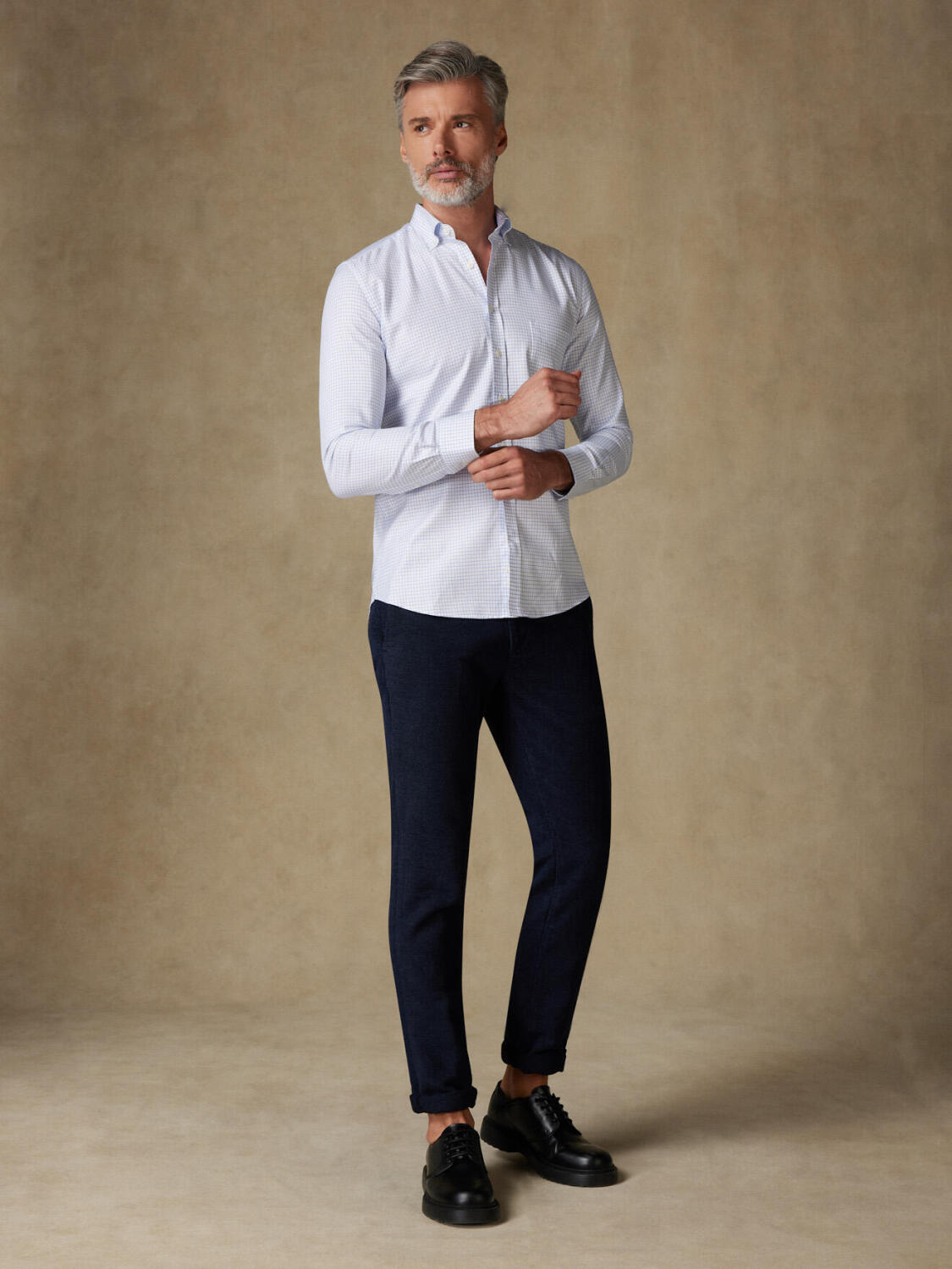 Chemise Oleg à carreaux bleus - Col Boutonné