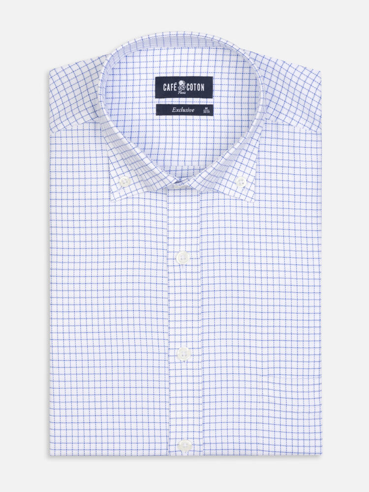 Oleg blauw geruit overhemd - Button down Kraag