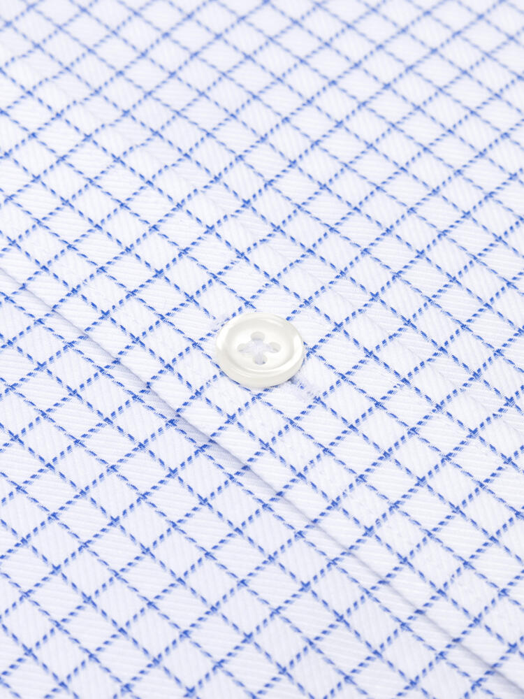 Oleg blauw geruit overhemd - Button down Kraag