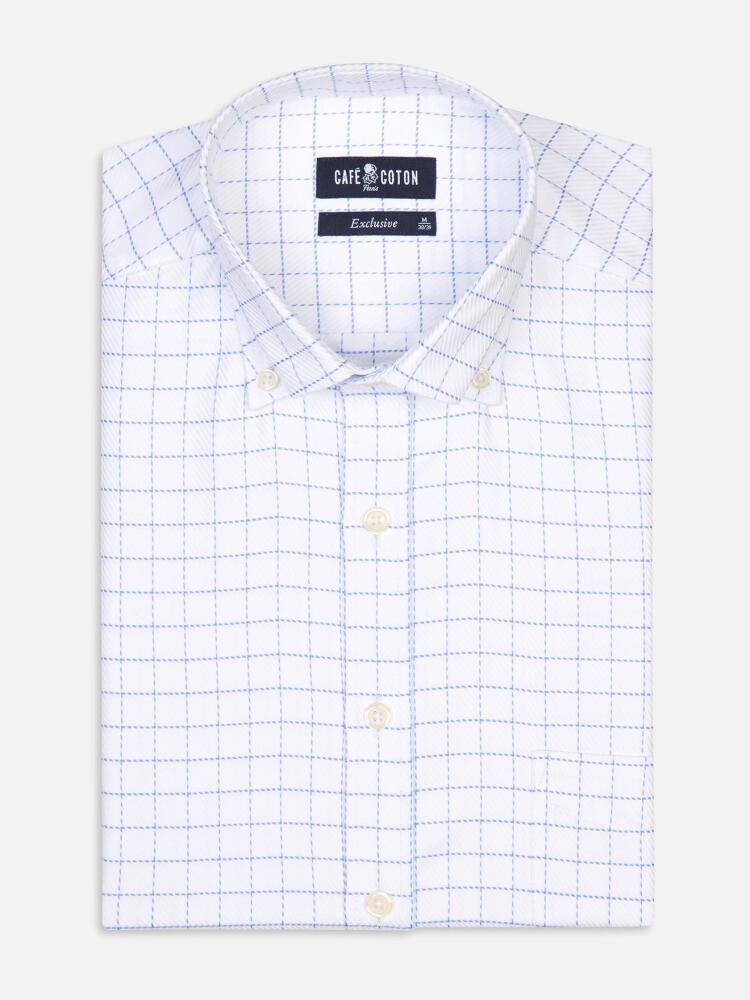 Owen sky blue checked shirt - Button-down collar