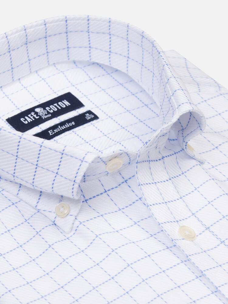 Owen sky blue checked shirt - Button-down collar