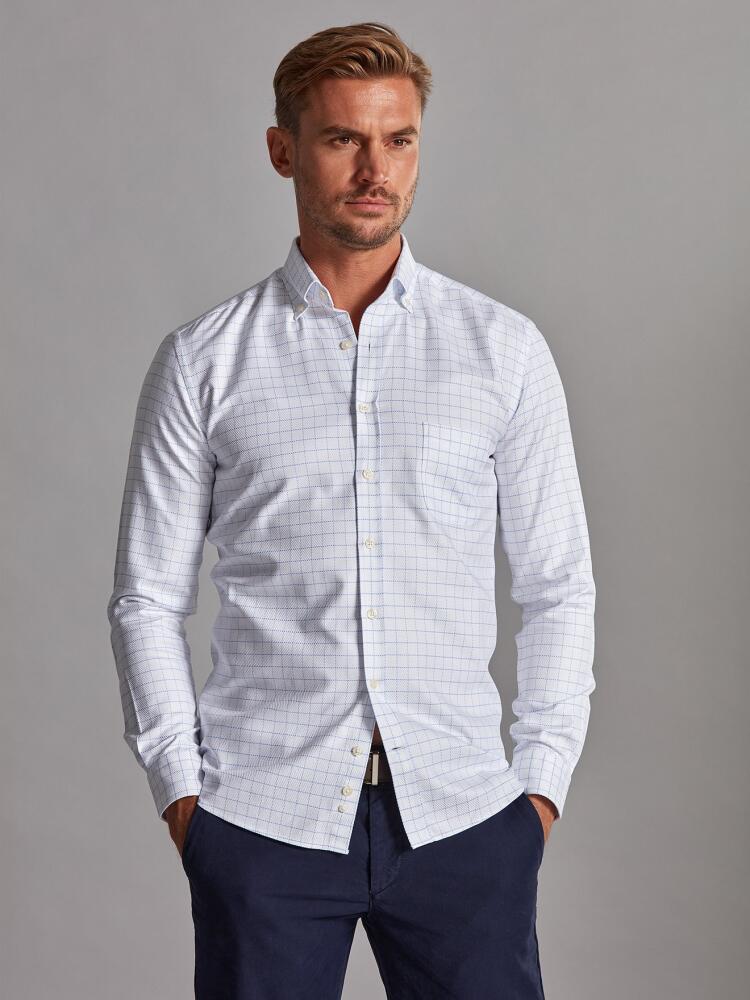 Owen sky blue checked shirt - Button-down collar