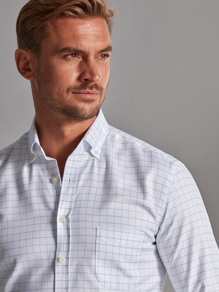 Owen sky blue checked shirt - Button-down collar