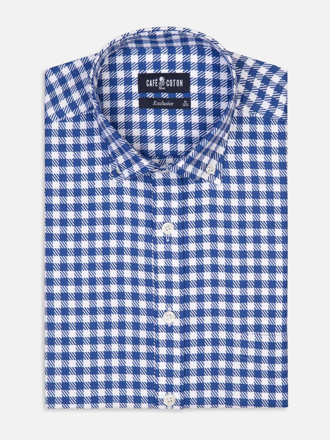 Camisa de cuadros marinos Phil - Cuello abotonado