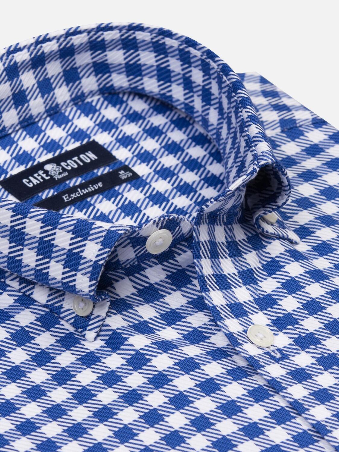 Camisa de cuadros marinos Phil - Cuello abotonado