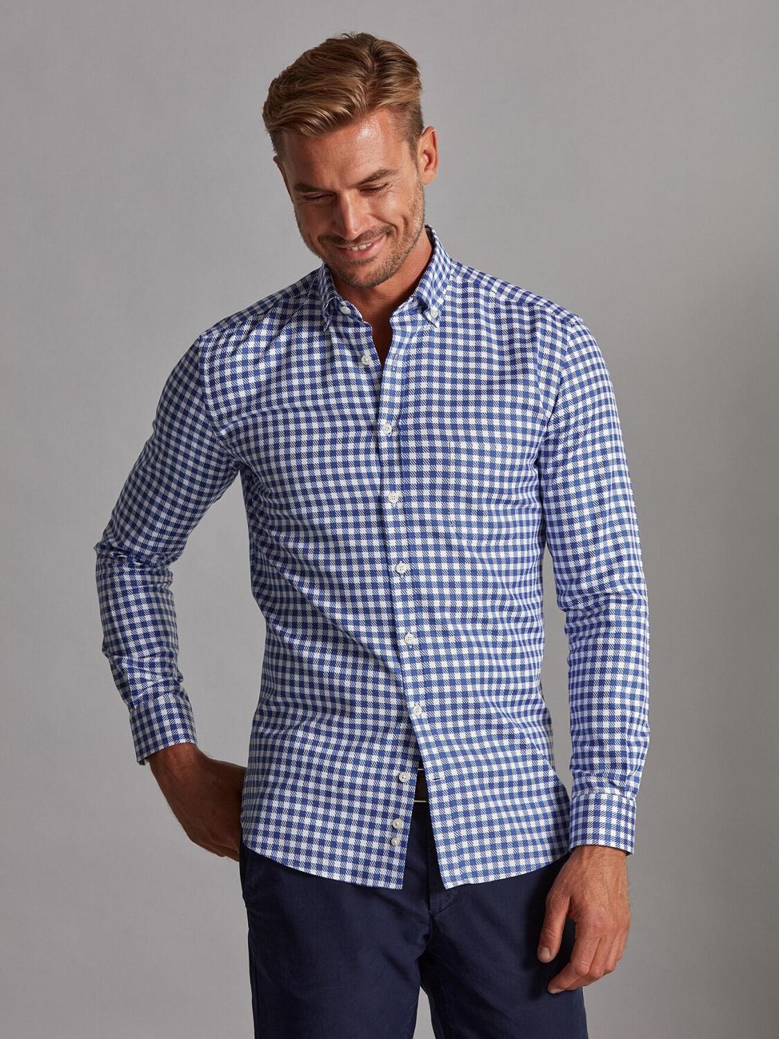 Camisa de cuadros marinos Phil - Cuello abotonado