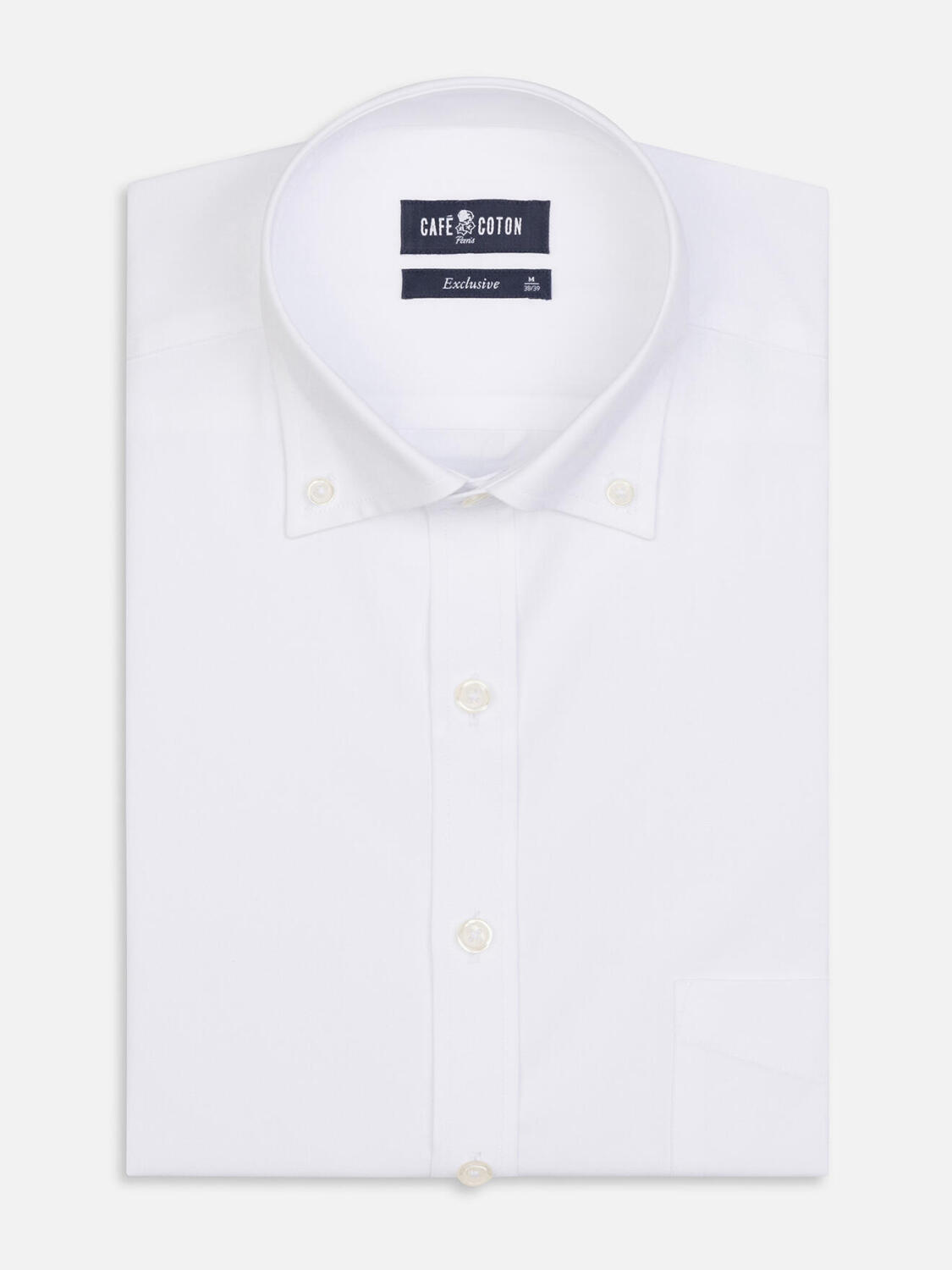 Wit speldenprik overhemd - Button-down kraag