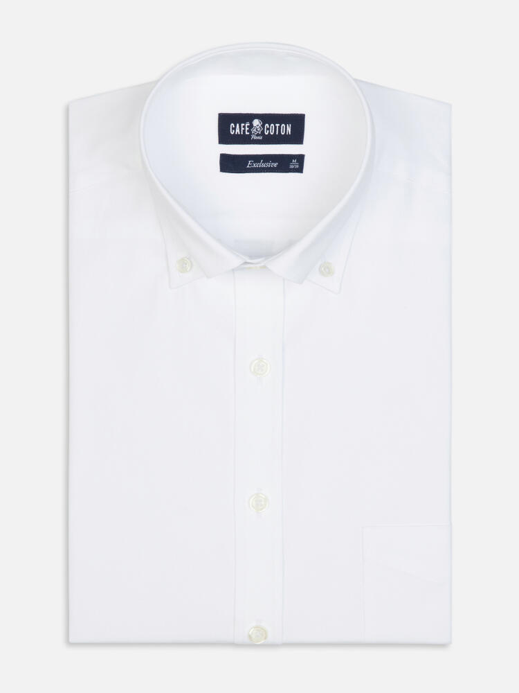 Chemise en pin point blanc - Col Boutonné