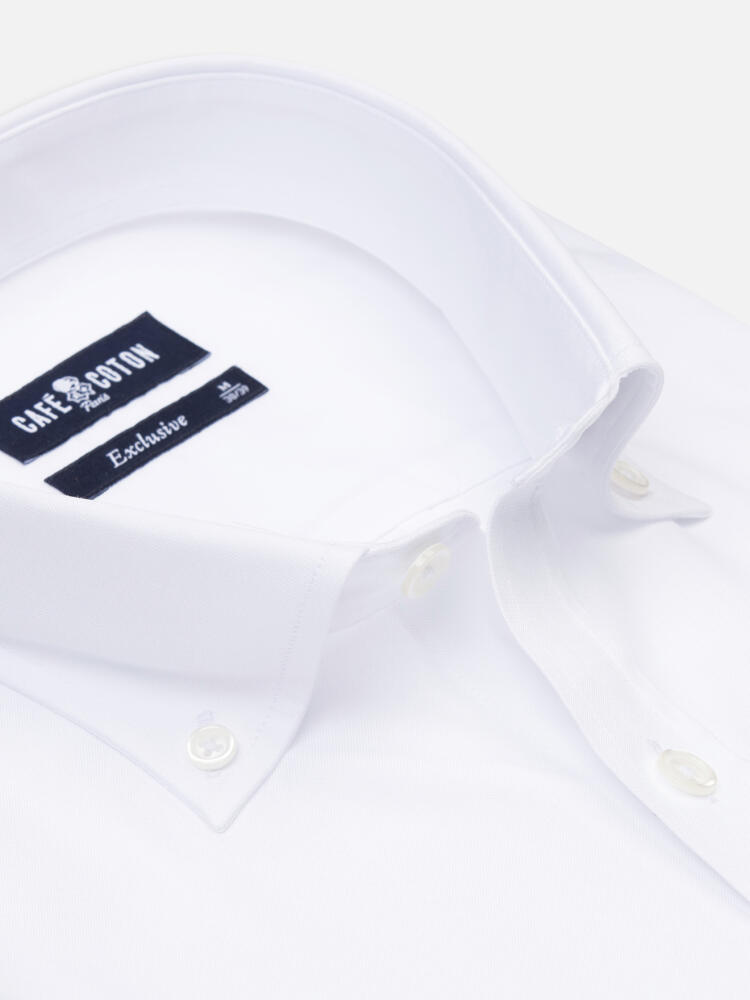 White Pin Point Shirt - Button down collar