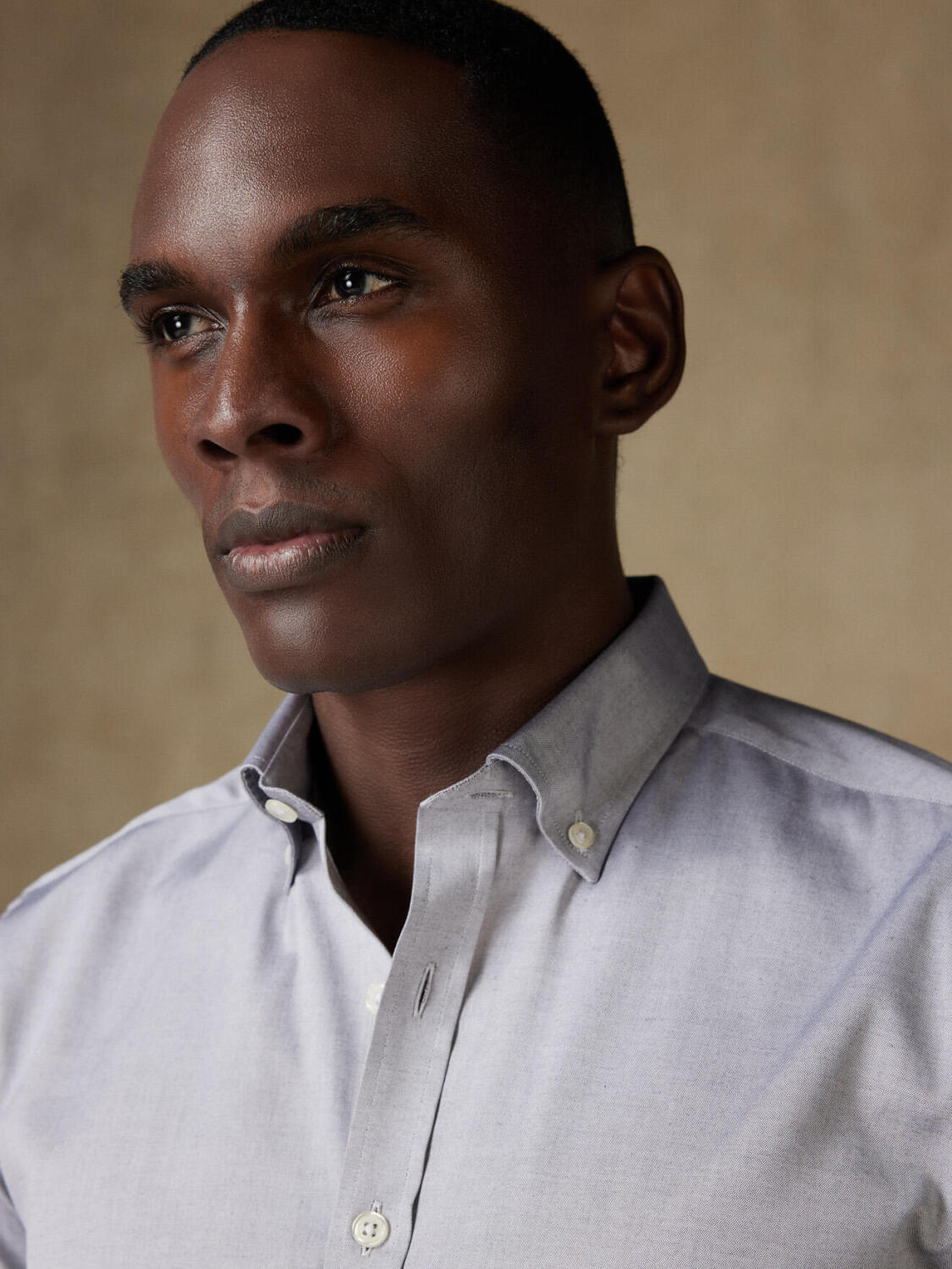 Chemise en pin point gris  - Col Boutonné