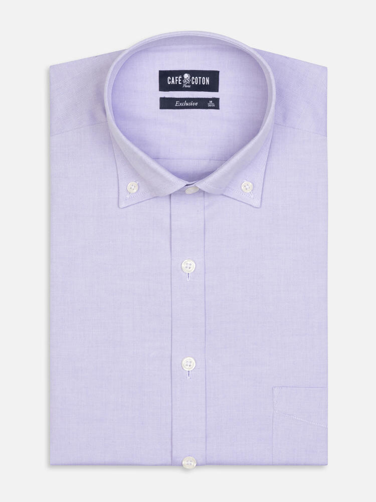 Camisa en tejido pin point morada - Cuello Abotonado