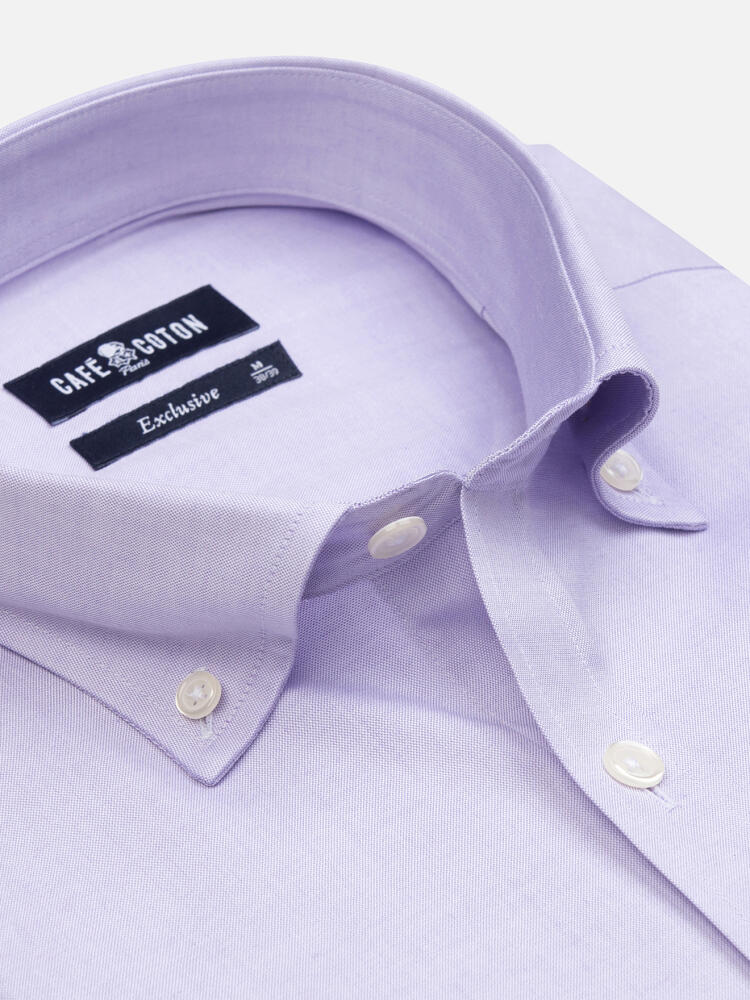 Camisa en tejido pin point morada - Cuello Abotonado