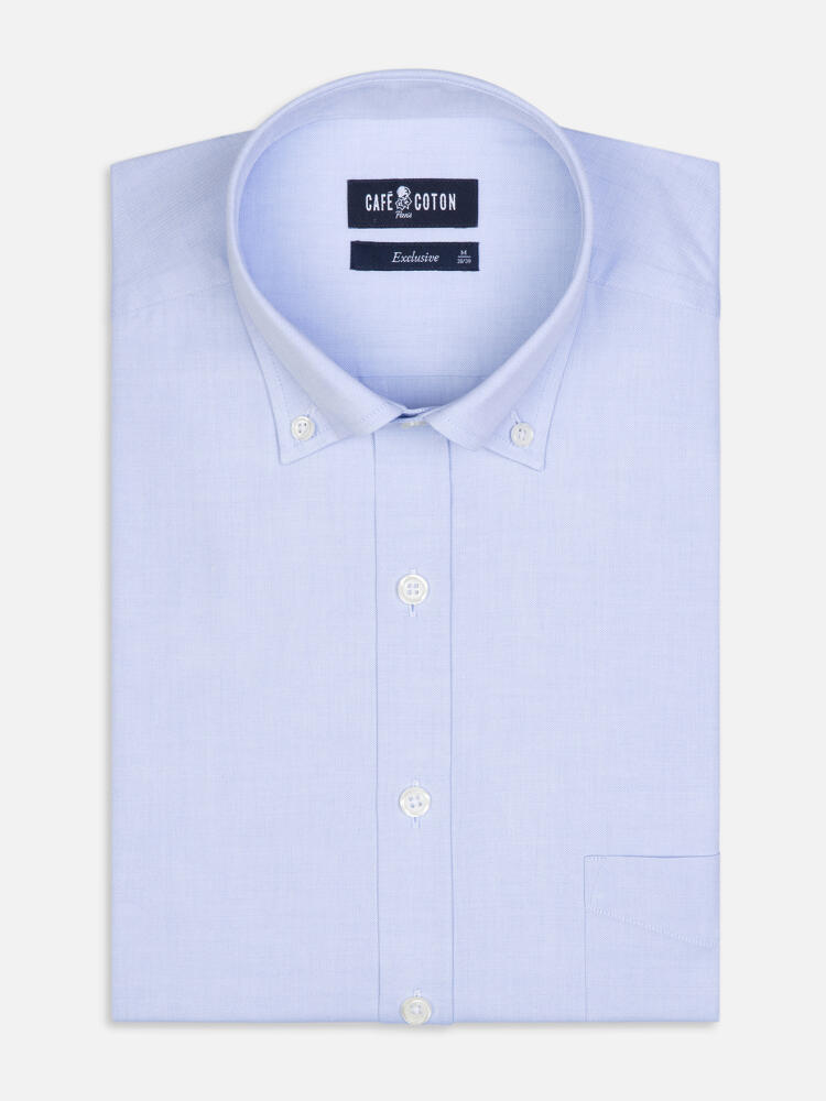 Camisa Pin Point cielo  - Cuello Abotonado