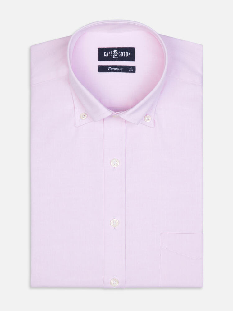 Chemise en pin point rose - Col Boutonné