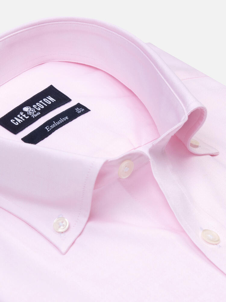 Camisa pin point rosa - Cuello Abotonado