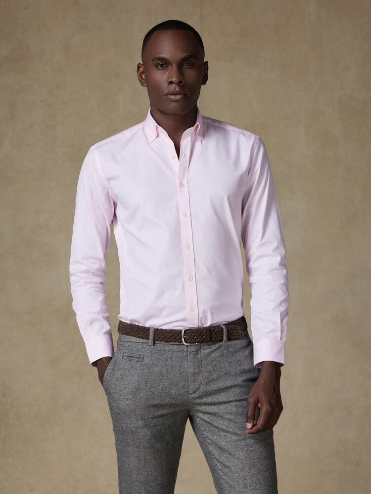 Camisa pin point rosa - Cuello Abotonado