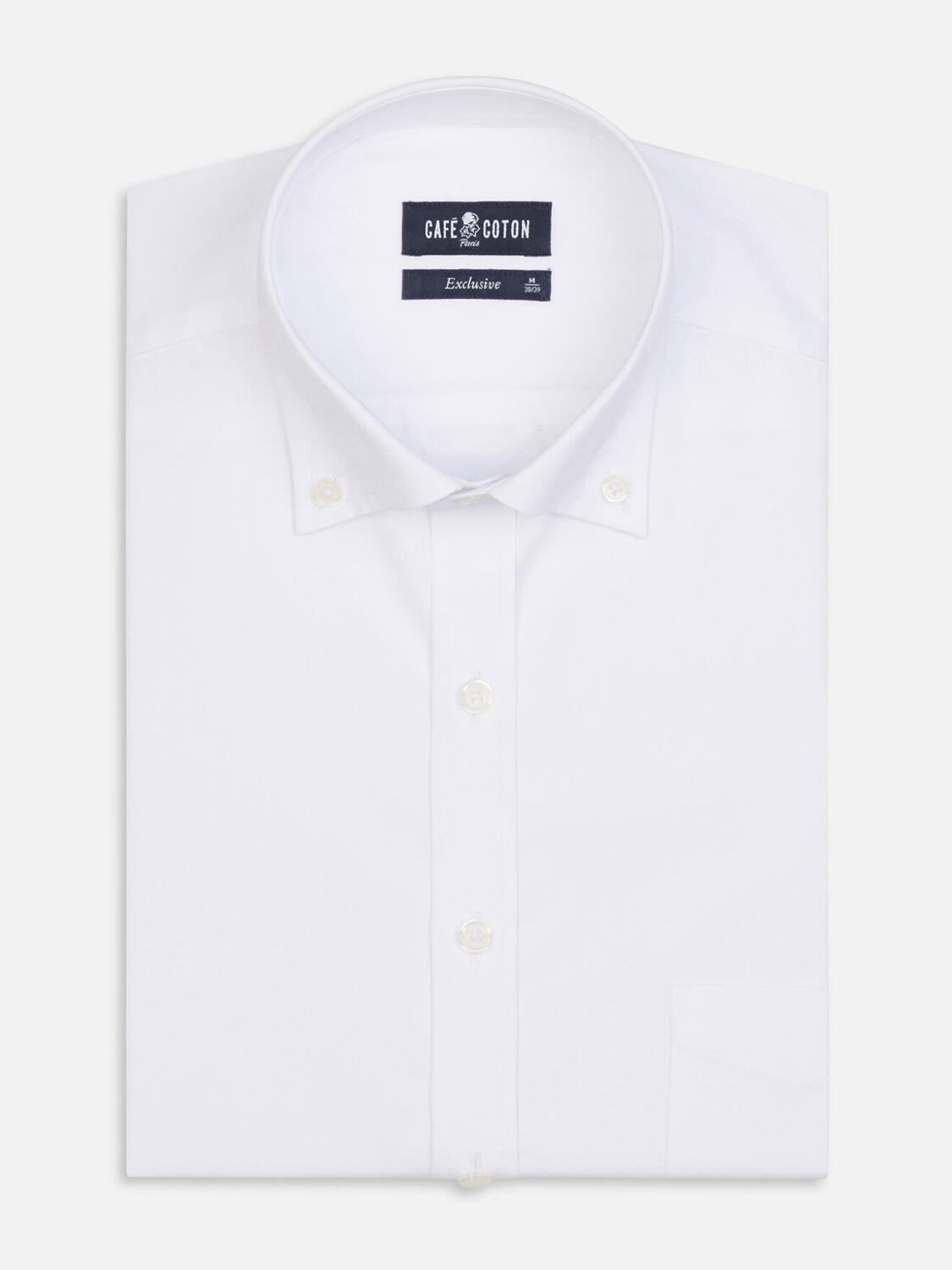 Wit poplin overhemd - Buttondown kraag